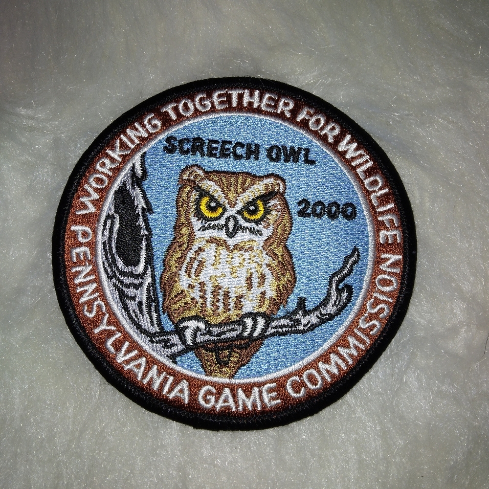 VINTAGE EMBROIDERED PATCH Pennsylvania Game Commission 2000 Screech Owl